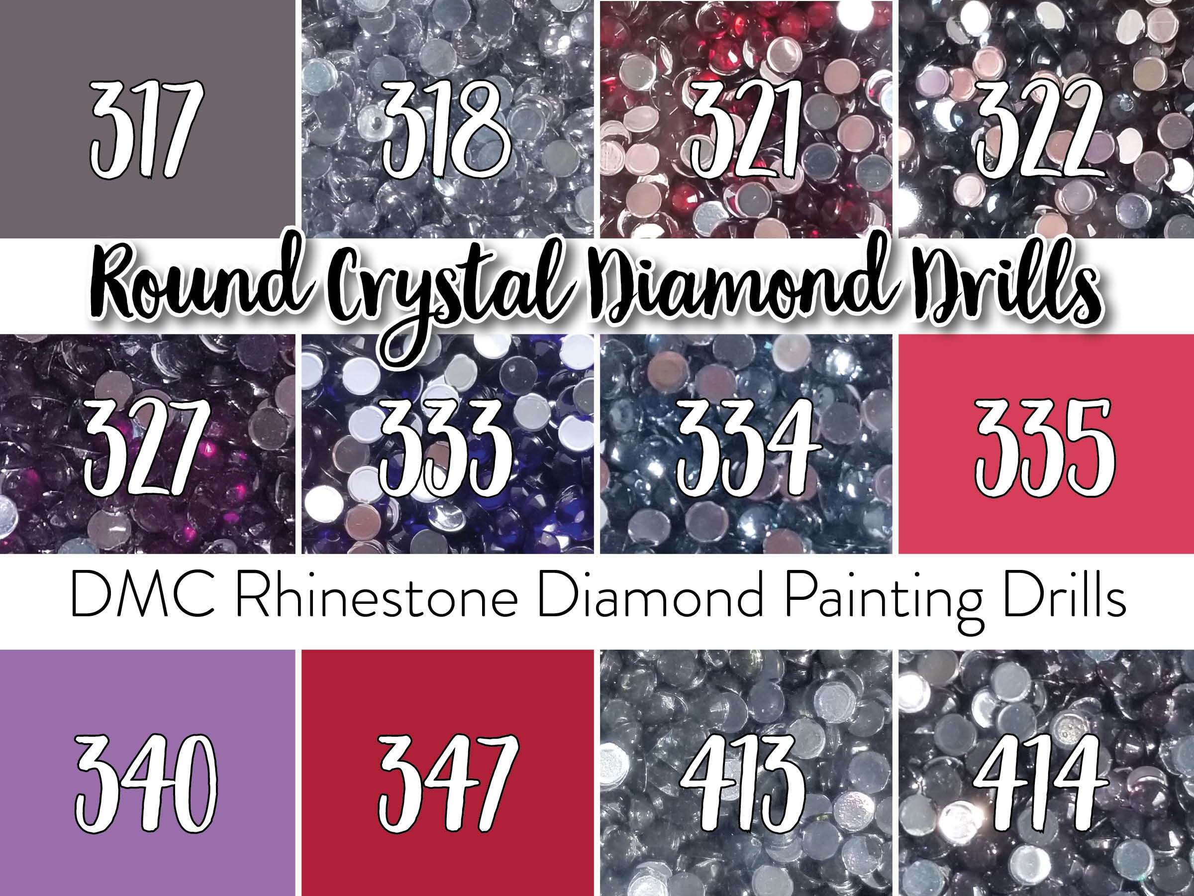 Diamond Painting Drills ROUND / DMC Colors 100-399 / Diamond