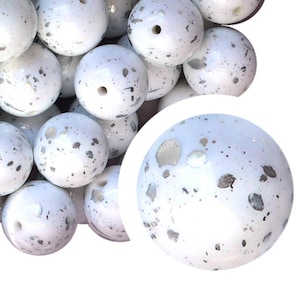 20mm Stardust Bubblegum Beads, 20mm Chunky Acrylic Bubble Gum Beads, Beads for Necklaces, White, Shiny, Silver, Jewelry, Make Beaded Pens