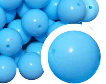 20mm Blue Plain Bubblegum Beads ,20mm Chunky Acrylic Bubble Gum Beads, Blue, Plain, Colored, Solid, Beads for Pens, Beadable