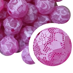 20mm Hot Pink Faceted Lace Bubblegum Beads, 20mm Chunky Acrylic Bubble Gum Beads, Hot Pink, Lacy, Facets, Beadable Pens, Beaded