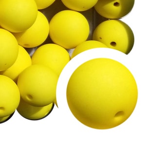 20 mm Gelbe Matte Bubblegum Perlen, 20 mm grobstrick Perlen, Gelb, matt, solide, farbig, schlicht, Basteln, Perlenschmuck, Perlenstifte