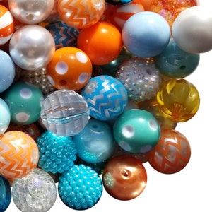 20mm Beach Sunset Mixed Bubblegum Beads, 20mm Chunky Acrylic Bubble Gum Beads, Lot, Bulk, Wholesale, Mix, Variety, 50 Beads Starter Kit