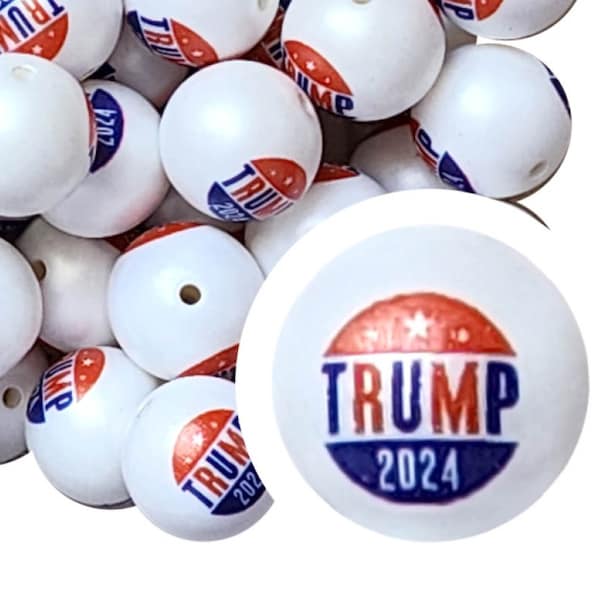 TRUMP 2024 Bubblegum Beads 20mm Chunky Acrylic Beads Printed Beads Plastic Round Bubblegum Jewelry Beads 20mm Fjb Trump Biden