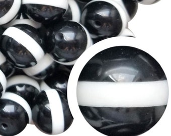 20 mm dünne weiße Linie Kaugummiperlen, 20 mm grobstrick Acryl-Kaugummiperlen, EMT, weiße Streifen, Notfalldienste, Perlenstifte, Perlen
