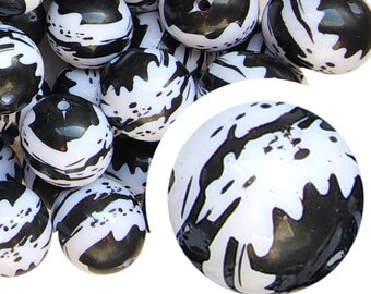 Perlas de chicle con manchas de tinta de 20 mm, perlas de chicle acrílicas gruesas de 20 mm, salpicaduras, pintura, salpicaduras, tinta, manchas, bolígrafos con cuentas, para abalorios