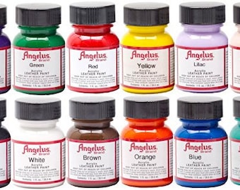 Angelus Acrylic Leather Paints 1 oz Leather Vinyl Paint Ideal For Painting Western Boots, Belts, Tennis Shoes, Purses, Jackets