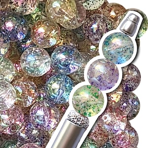 16mm Rainbow Glitter Bubble Beads, 16mm Mixed Beads, Rainbow, Glitter, Accent, Beads for Jewelry Making, Mix, Mixed, Crafts, Beadable Pens