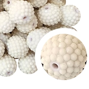 20mm Snowball Rhinestone Bubblegum Beads, 20mm Chunky Acrylic Bubblegum Beads, Snowball, Winter, Snowy, White, Rhinestone, Beadable Pens
