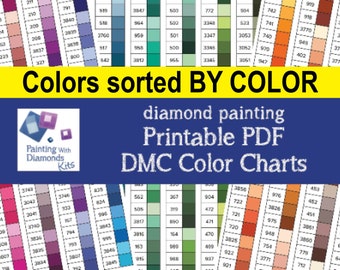 Printable PDF DMC Color Charts, Diamond Painting Drill Color Card, Diamond Drills Color List, Print Your Own Color Chart, DMC, Diamond Dotz