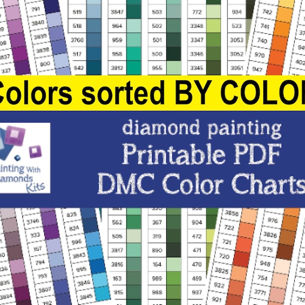 PRINTABLE PDF DMC Color Charts Diamond Painting Drill Color Card Painting with Diamonds Kits Diamond Drills Color Print Your Own Color Chart