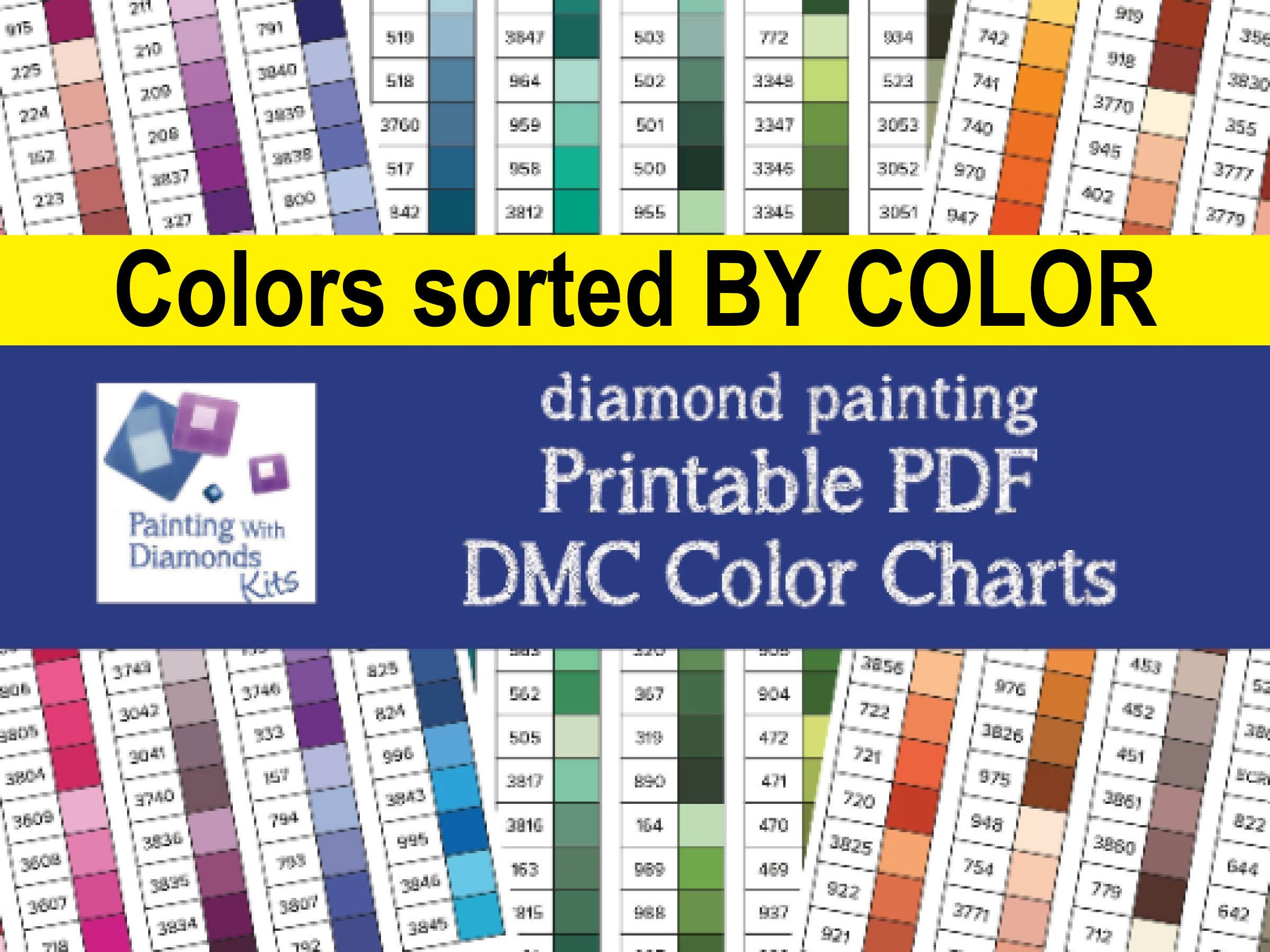 PRINTABLE PDF DMC Color Charts Diamond Painting Drill Color Card Painting  with Diamonds Kits Diamond Drills Color Print Your Own Color Chart