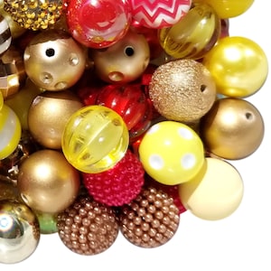 20mm Fall Leaves Mixed Bubblegum Beads, 20mm Chunky Acrylic Bubble Gum Beads, Lot, Bulk, Wholesale, Mix, Variety, 50 Beads Starter Kit