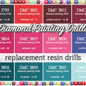 170 Pcs Replacement Resin Diamond Drills Diamond Painting Kits Square Round DMC 3799 3801 3802 3803 3804 3805 3806 3807 3808 3809 3810 3811