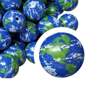 20mm Planet Earth Bubblegum Beads, 20mm Chunky Acrylic Bubble Gum Beads, Printed, Earth, Planet, Solar System, Universe, Teacher, World