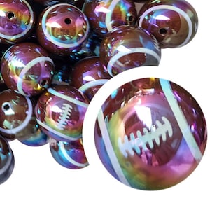 20 mm ronde voetbal AB kauwgomkralen, 20 mm dikke acryl kauwgomkralen, rugby, NFL, sport, teams, kralenpennen, kralenpennen
