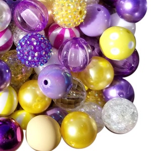 20mm Pansy Fields Mixed Bubblegum Beads, 20mm Chunky Acrylic Bubble Gum Beads, Lot, Bulk, Wholesale, Mix, Variety, 50 Beads Starter Kit