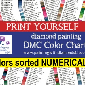 PRINTABLE PDF DMC Color Charts Diamond Painting Drill Color Card