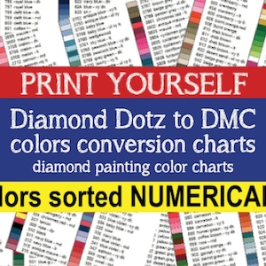 Diamond painting DMC color printable Chart