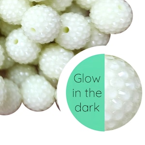 20mm Glow In The Dark Rhinestone Bubblegum Beads, 20mm Chunky Acrylic Bubble Gum Beads, Rhinestone, White, Glowing, Beadable Pens, Crystal