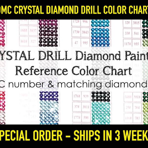 DMC Farbkarten mit CRYSTAL DIAMOND Bohrern für Diamant Malerei Bohrer Farbe Kartenmalerei mit Diamanten Kits Bohrer Farben Drill Chart