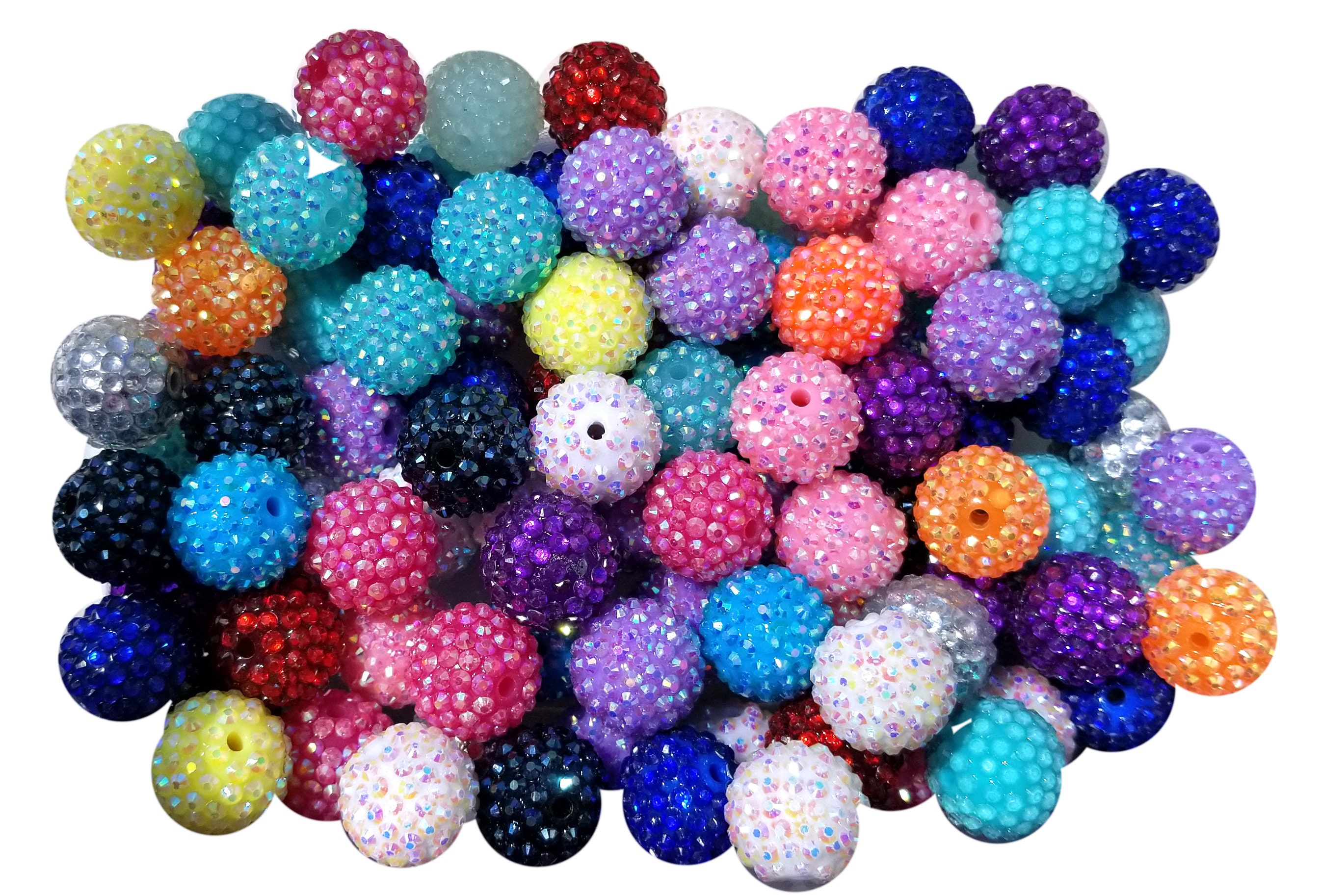 Cute Beads 12mm Glitter Transparent AB Double Inner Acrylic or