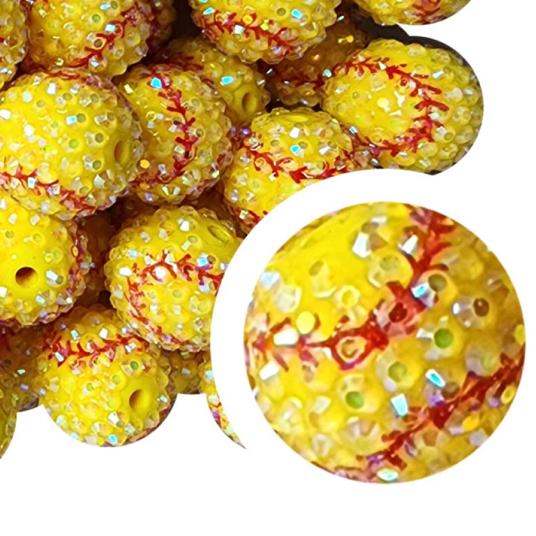 RHINESTONE SOFTBALL AB Bubblegum Beads 20mm Chunky Acrylic Bubble Gum