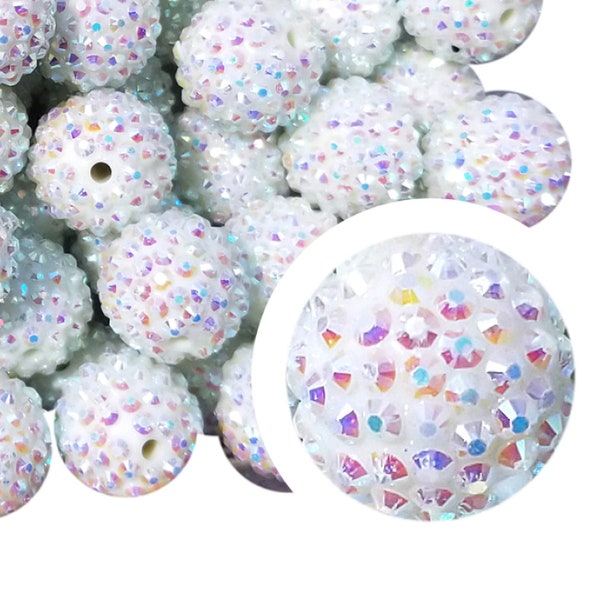 SNOW WHITE RHINESTONE Bubble Gum Beads 20mm Chunky Acrylic Bubble Gum Beads Plastic Round Bubblegum Beads Gumball Beads 20mm Bead Crafts