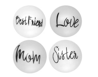 20mm Family Bubblegum Beads, 20mm Chunky Acrylic Bubble Gum Beads, Words, Sister, Mom, Love, Best Friend, Script, Names, Friends, Beadable