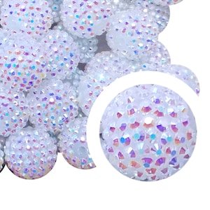 20mm White AB Rhinestone Bubblegum Beads, 20mm Chunky Acrylic Bubble Gum Beads, Sparkle, Crystal, AB, Shiny, Rhinestone, Beadable Pens