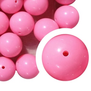 20mm Pink Plain Bubblegum Beads, 20mm Chunky Acrylic Bubble Gum Beads, Pink, Plain, Colored, Solid, Beads for Pens, Beadable Pens
