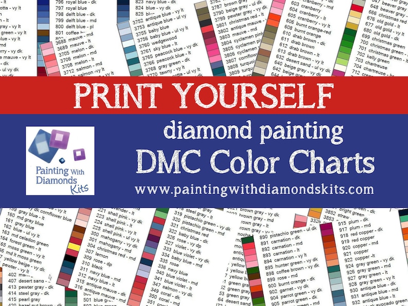 Print Yourself Dmc Color Charts Diamond Painting Drill Sorted Numerically Name