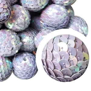 22mm Light Purple Sequin Mermaid Tail Bubblegum Beads, 22mm Chunky Acrylic Bubble Gum Beads, Purple, Sequin, Mermaid, Crafting, Beadable