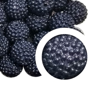 20 mm schwarze Beeren Bubblegum Perlen, 20 mm grobstrick Acryl Bubble Gum Perlen, Beere, Obst, holperig, Strukturperlen, Perlenstifte, Perlenstifte