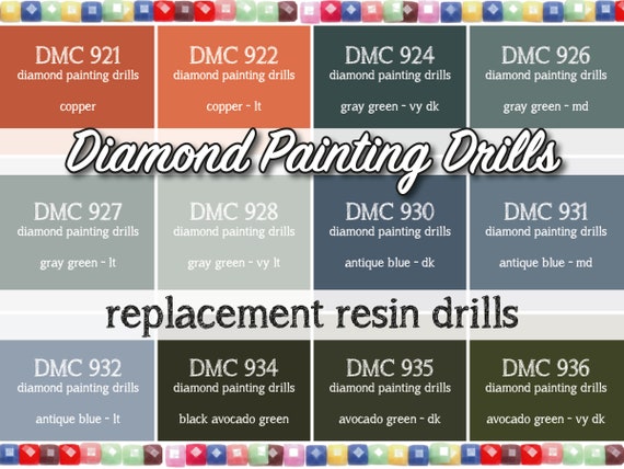 170 Pcs Replacement Resin Diamond Drills Diamond Painting Kits Square Drill  Round Drill DMC 921 922 924 926 927 928 930 931 932 934 935 936 