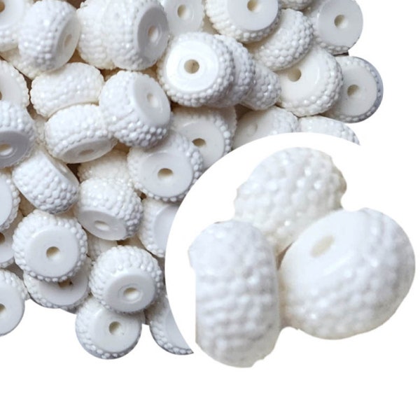 WHITE RHINESTONE RONDELLE 12mm x 5mm Spacer Beads Bubble Gum Beads Plastic Round Rondelle Beads For Bubblegum Beads Jewelry Beads