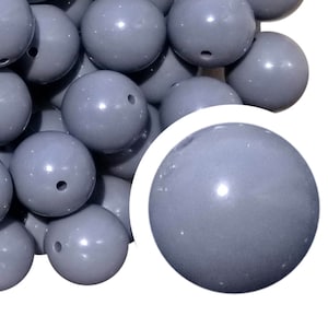 20mm Gray Plain Bubblegum Beads, 20mm Chunky Acrylic Bubble Gum Beads, Grey, Solid, Plain, Opaque, Beadable Pens, Beaded Pens