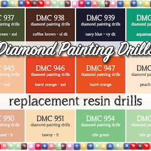 170 Pcs Replacement Resin Diamond Drills Diamond Painting Kits Square Drill Round Drill DMC 937 938 939 943 945 946 947 948 950 951 954 955
