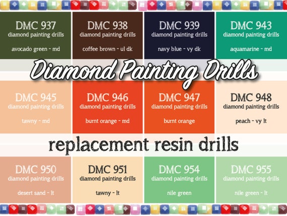 170 Pcs Replacement Resin Diamond Drills Diamond Painting Kits Square Drill  Round Drill DMC 937 938 939 943 945 946 947 948 950 951 954 955 