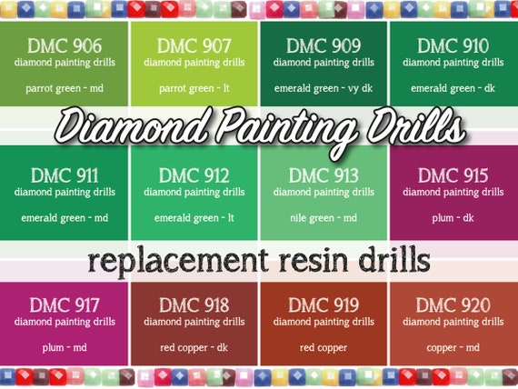 170 Pcs Replacement Resin Diamond Drills Diamond Painting Kits Square Drill  Round Drill DMC 906 907 909 910 911 912 913 915 917 918 919 920 