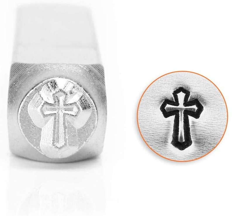 ImpressArt 6mm Cross Outline Design Stamp Perfect for Handmade Jewelry Making DIY Crafts Personalized Gifts For Stamping Soft Metals