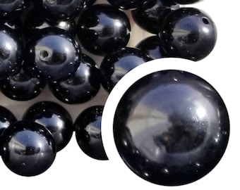 20mm Black Plain Bubble Gum Beads, 20mm Chunky Acrylic Bubble Gum Beads, Black, Solid, Plain, Opaque, Glossy, Beadable Pens, Beaded