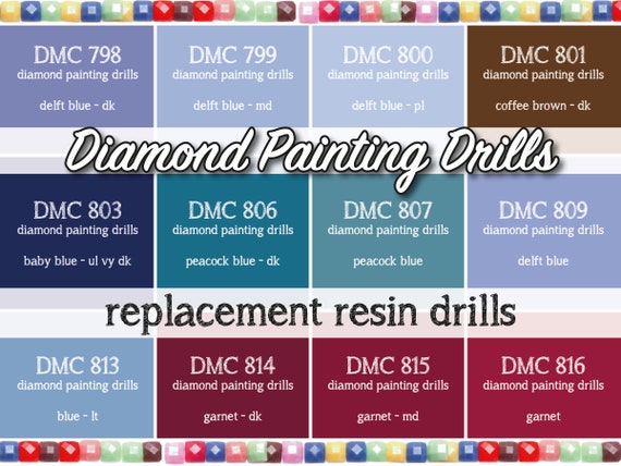 170 Pcs Replacement Resin Diamond Drills Diamond Painting Kits Square Drill  Round Drill DMC 798 799 800 801 803 806 807 809 813 814 815 816 