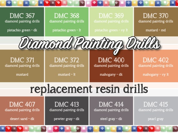 170 Pcs Replacement Resin Diamond Drills Diamond Painting Kits Square Drill  Round Drill DMC 367 368 369 370 371 372 400 402 407 413 414 415 