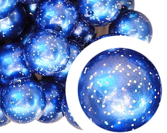 20mm Blue Pearl Glitter Bubblegum Beads, 20mm Chunky Acrylic Bubble Gum Beads, Blue, Glitter, Pearl, Beads for Pens, Sparkle, Beadable