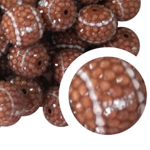 20 mm strass voetbal kauwgom kralen, 20 mm dikke acryl kauwgom kralen, strass, voetbal, sport, teams, voetbal, sportteams