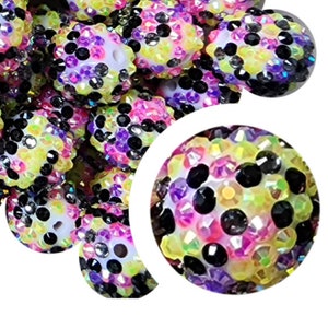 20mm Pink Confetti Rhinestone Bubblegum Beads, 20mm Chunky Acrylic Bubble Gum Beads, Rhinestone, Sparkle, Confetti, Party, Beaded Pens