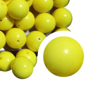 20 mm gelbe Bubble Gum Perlen, 20 mm grobstrick Acryl Bubble Gum Perlen, Gelb, Uni, farbig, solide, Perlen für Stifte, Perlen tragbar
