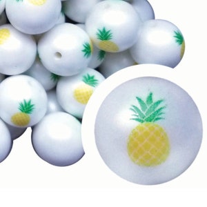 20 mm Ananas Bubblegum Perlen, 20 mm grobstrick Acryl Bubble Gum Perlen, Obst, Sommer, Hawaii, Tropisch, Perlenstifte, Perlenstifte