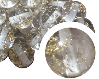20mm Fool's Gold Bubblegum Beads, 20mm Chunky Acrylic Bubble Gum Beads, Giltter, Gold, Transparent, Beadable Pens, Beaded, Gold Flake