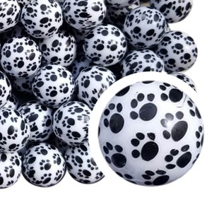 20mm Puppy Paw Prints Bubblegum Beads, 20mm Chunky Beads, Paw Print, Dog, Animal Print, Paw Prints, Cat Paws, Beaded Pens, Beadable Pens